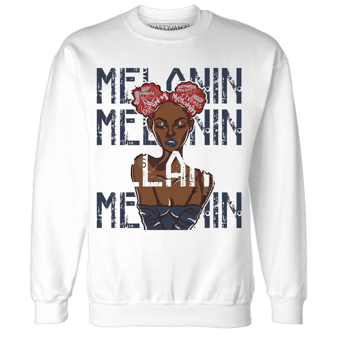 White-Navy-6s-Sweatshirt-Match-Melanin-Girl