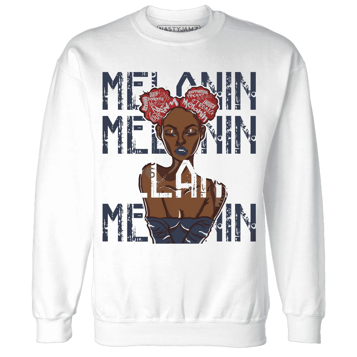 White-Navy-6s-Sweatshirt-Match-Melanin-Girl