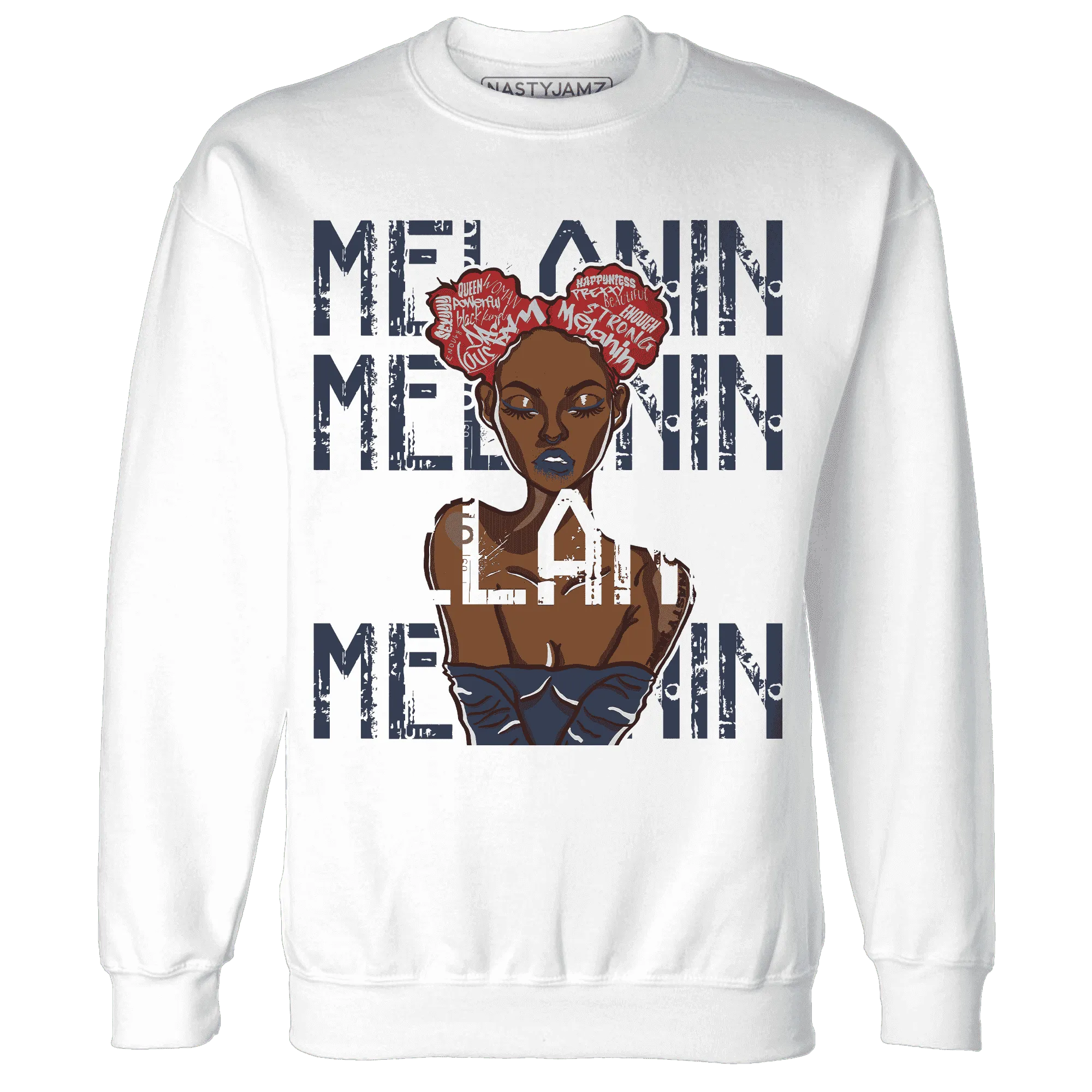 White-Navy-6s-Sweatshirt-Match-Melanin-Girl