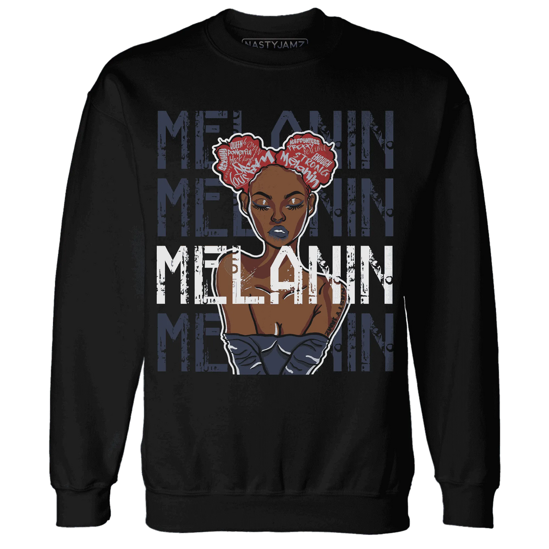 White-Navy-6s-Sweatshirt-Match-Melanin-Girl