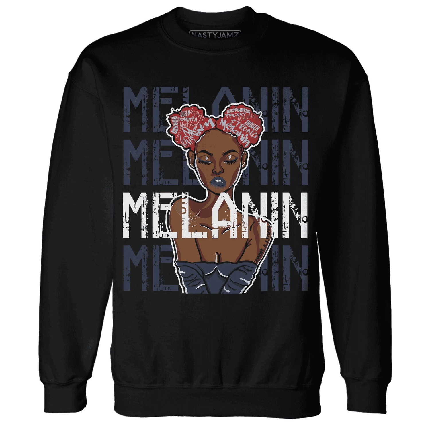 White-Navy-6s-Sweatshirt-Match-Melanin-Girl