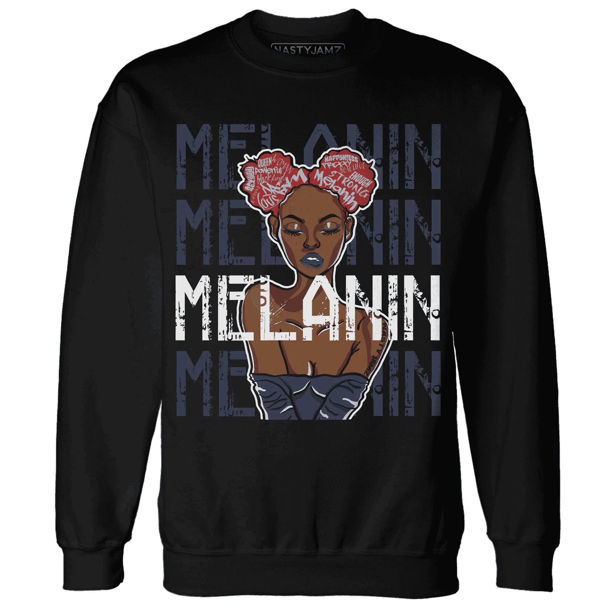 White-Navy-6s-Sweatshirt-Match-Melanin-Girl