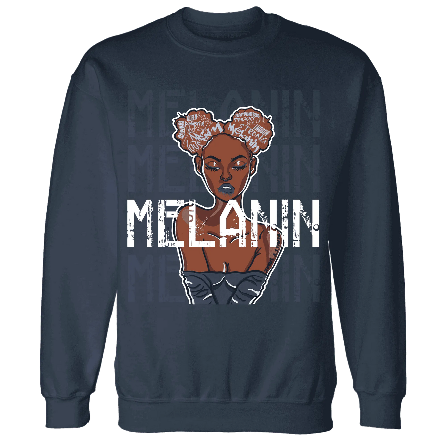 White-Navy-6s-Sweatshirt-Match-Melanin-Girl