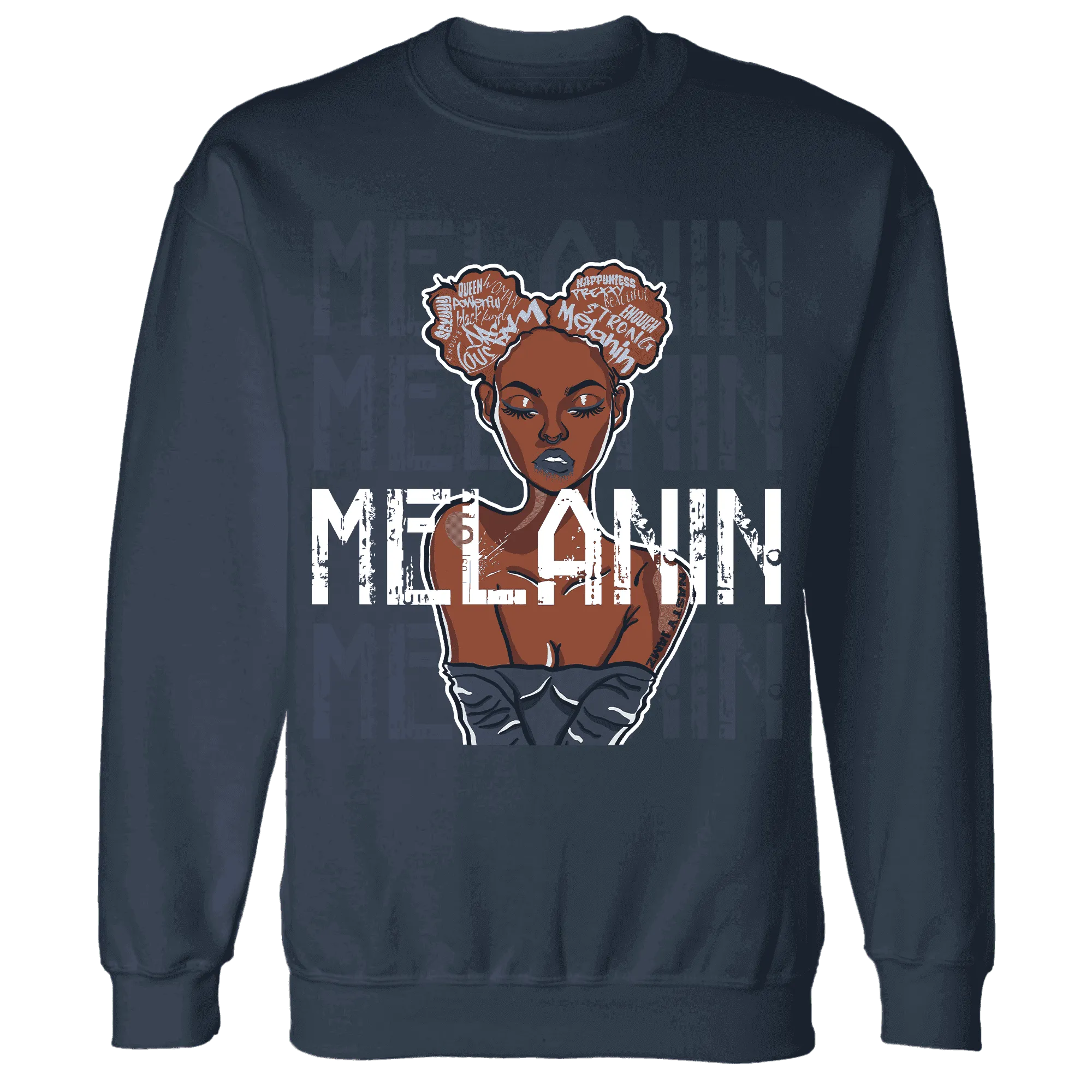 White-Navy-6s-Sweatshirt-Match-Melanin-Girl