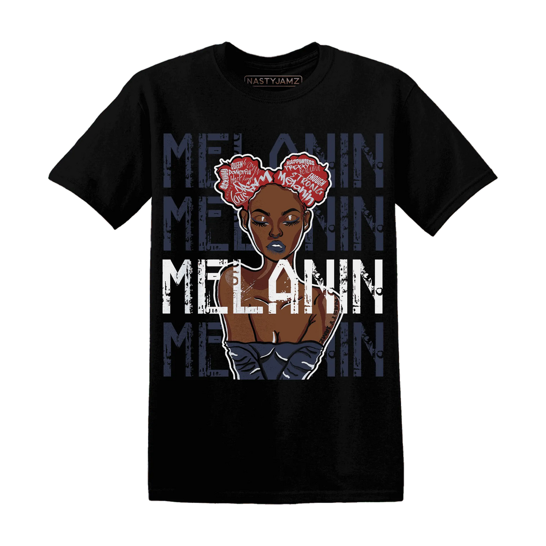 White-Navy-6s-T-Shirt-Match-Melanin-Girl