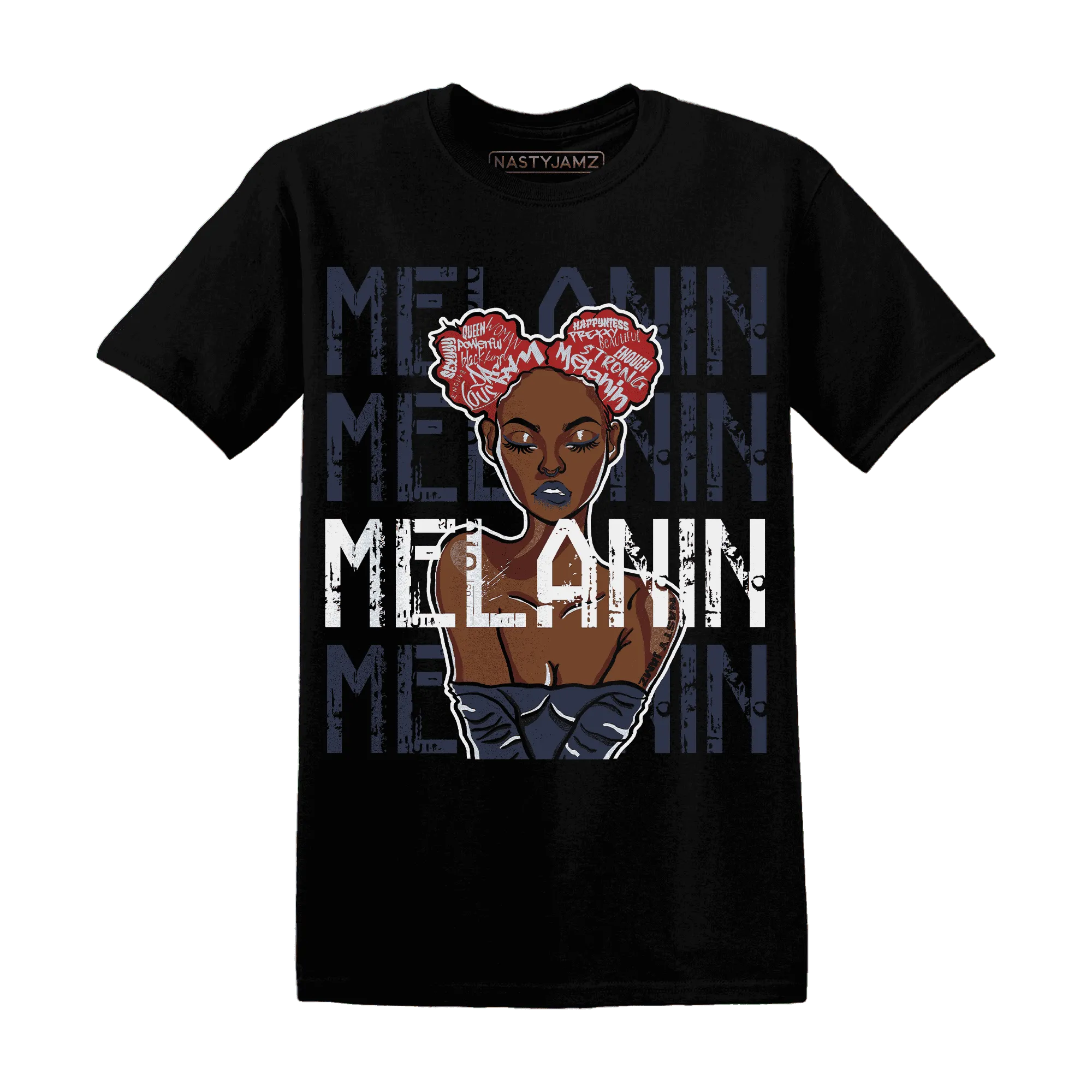 White-Navy-6s-T-Shirt-Match-Melanin-Girl