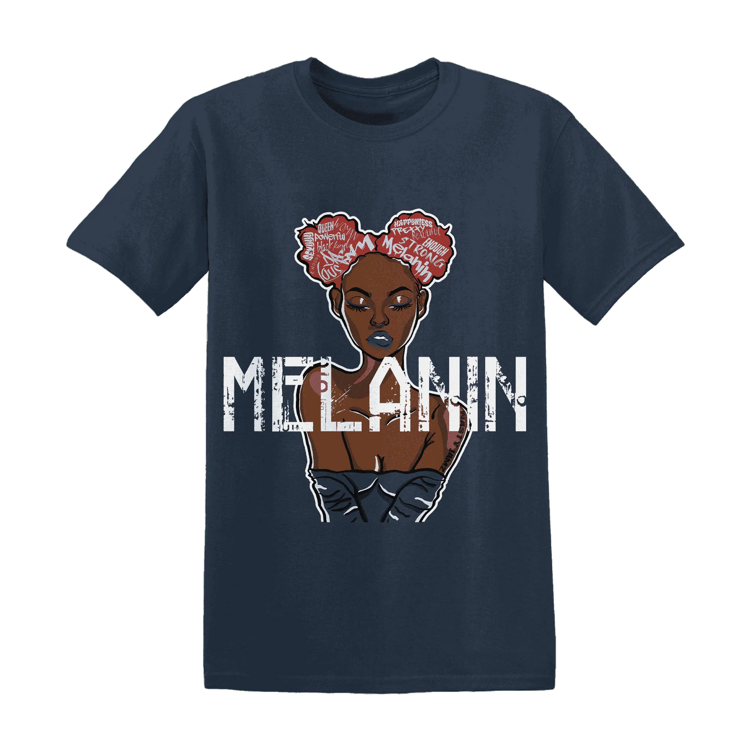 White-Navy-6s-T-Shirt-Match-Melanin-Girl