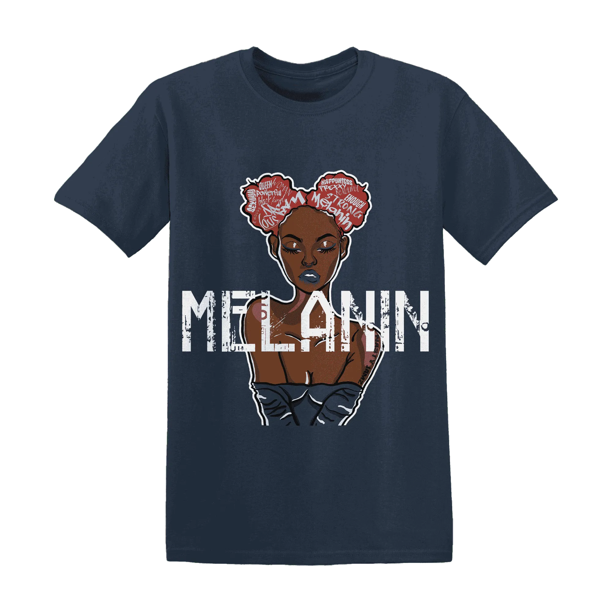 White-Navy-6s-T-Shirt-Match-Melanin-Girl