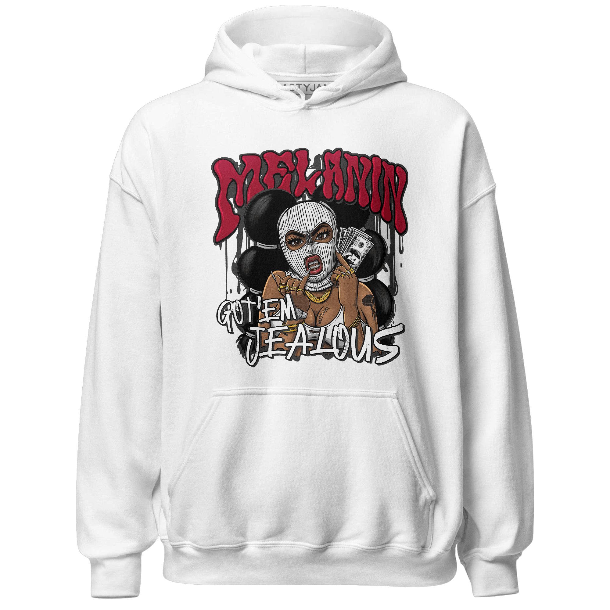 Retro Red Taxi 12s Hoodie Match Melanin Got Em Jealous - NastyJamz