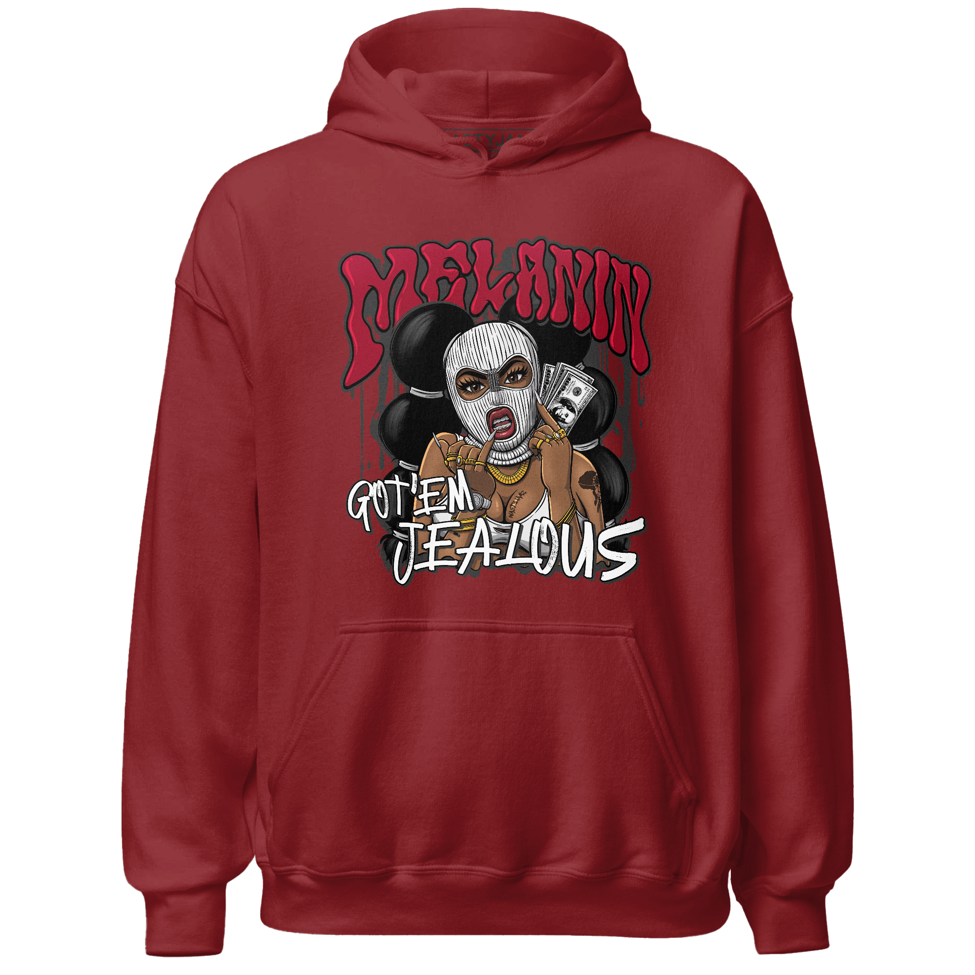 Retro Red Taxi 12s Hoodie Match Melanin Got Em Jealous - NastyJamz