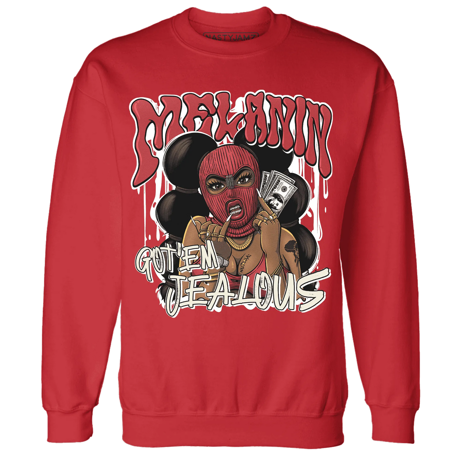 Black-Toe-Reimagined-Red-White-1s-NastyJamz-Sweatshirt-Match-Melanin-Got-Em-Jealous
