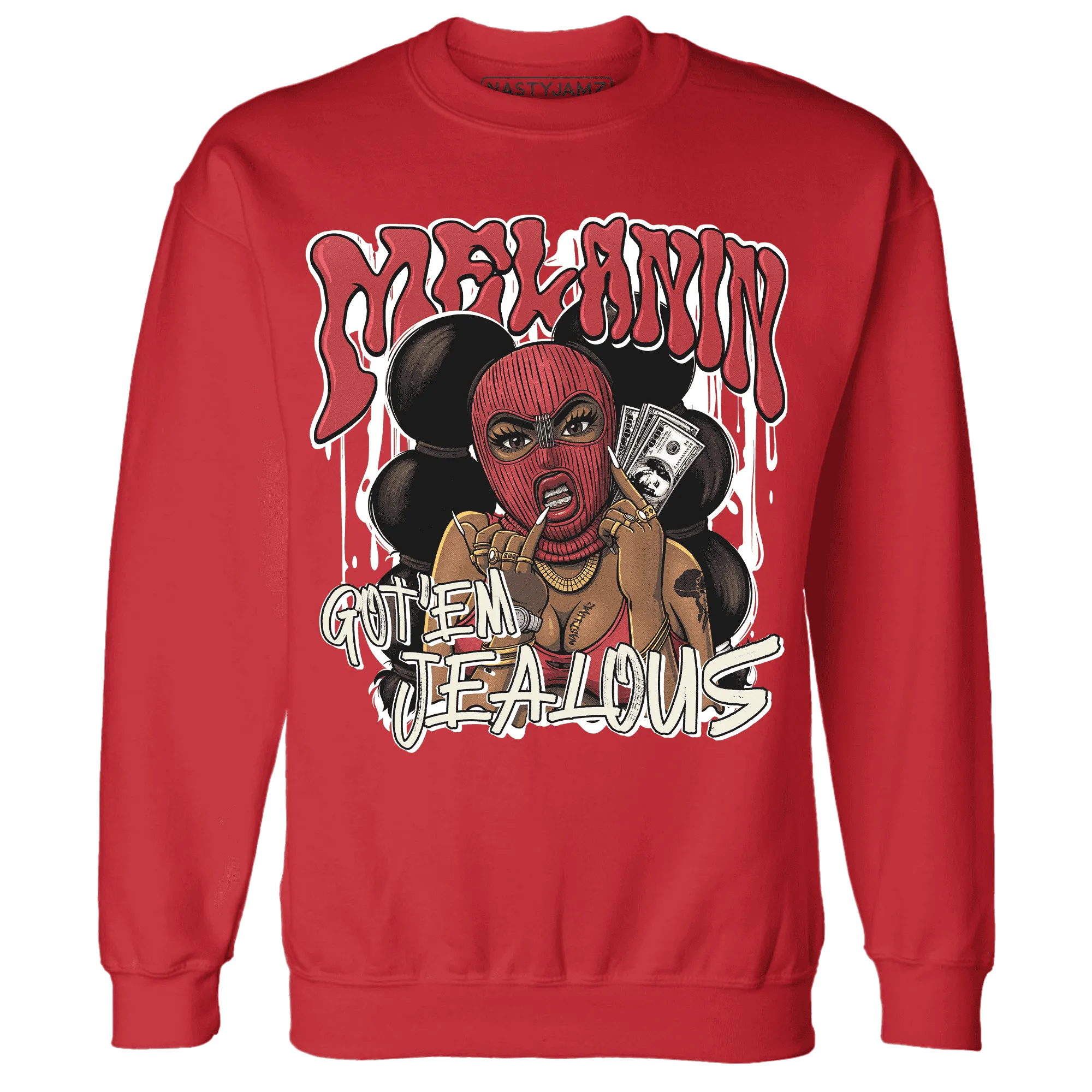 Black-Toe-Reimagined-Red-White-1s-NastyJamz-Sweatshirt-Match-Melanin-Got-Em-Jealous