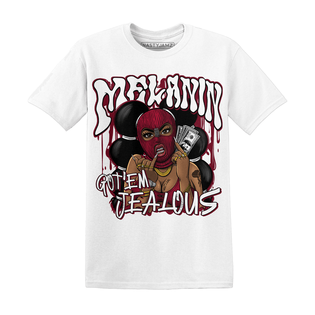 High White Team Red 1s T Shirt Match Melanin Got Em Jealous - NastyJamz