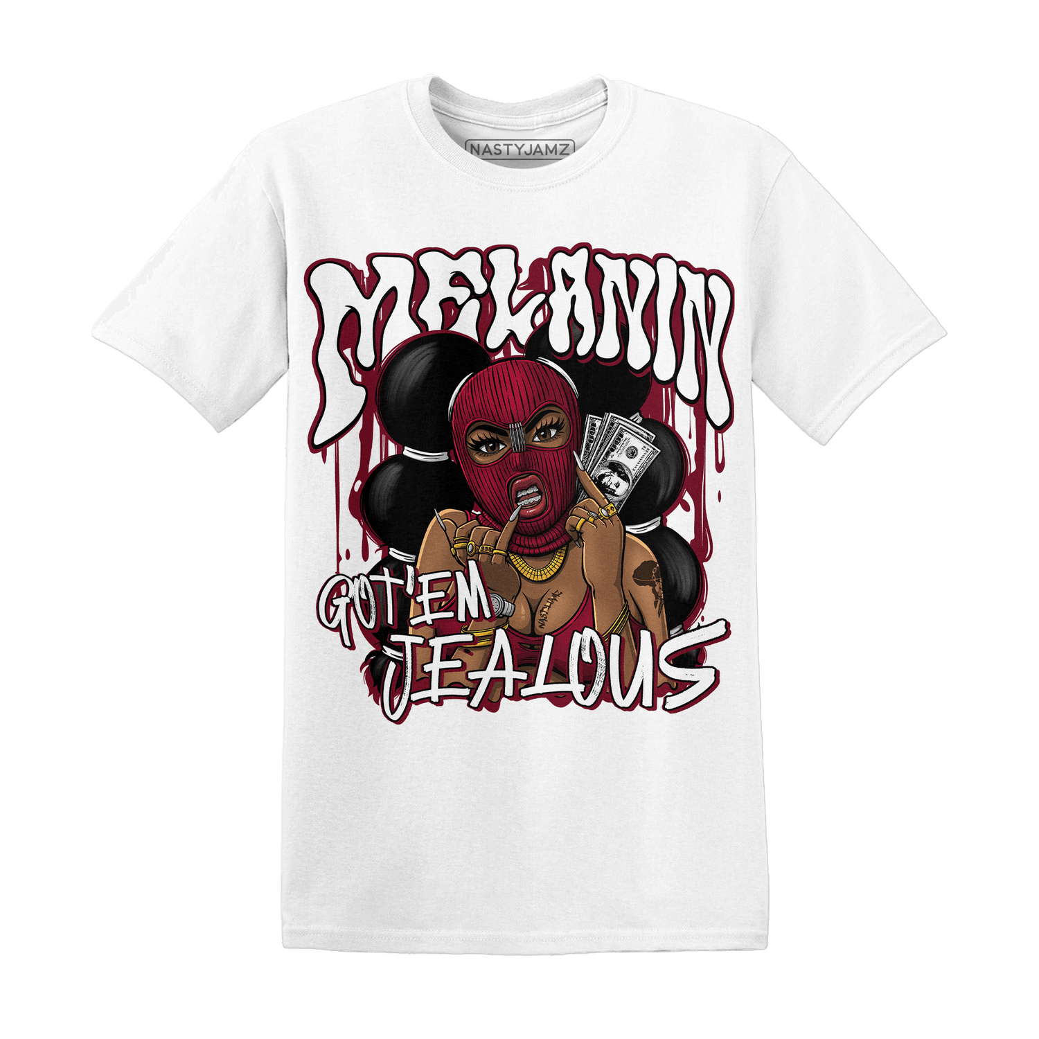 High White Team Red 1s T Shirt Match Melanin Got Em Jealous - NastyJamz