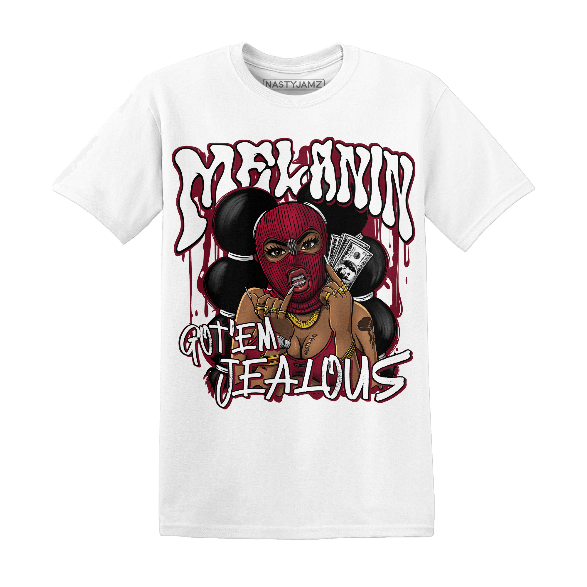 High White Team Red 1s T Shirt Match Melanin Got Em Jealous - NastyJamz