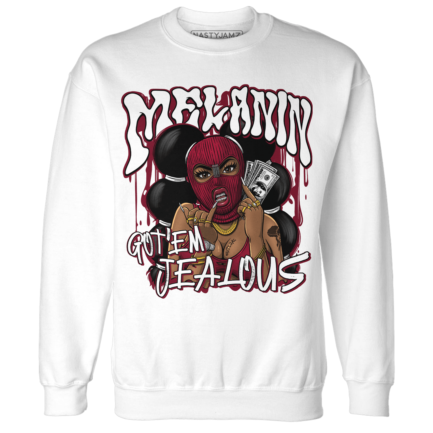 High White Team Red 1s Sweatshirt Match Melanin Got Em Jealous - NastyJamz