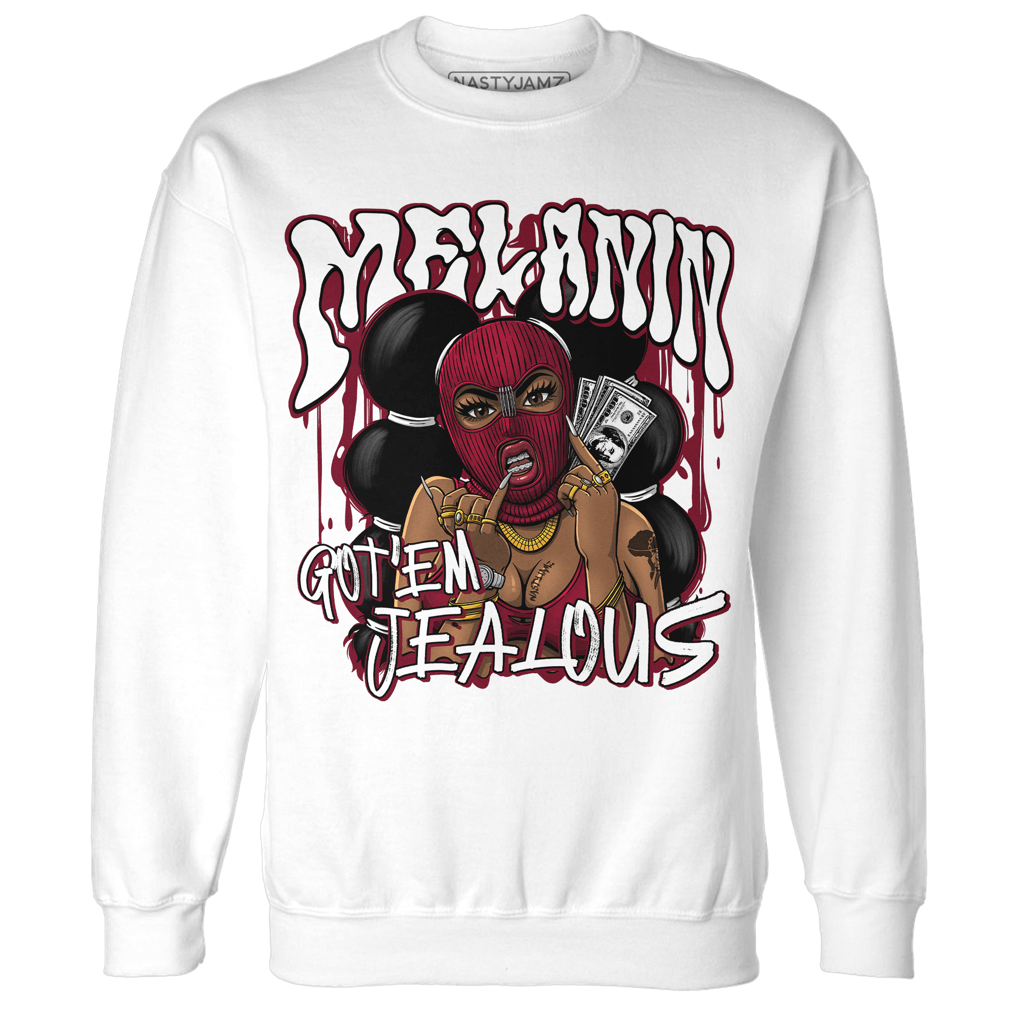 High White Team Red 1s Sweatshirt Match Melanin Got Em Jealous - NastyJamz