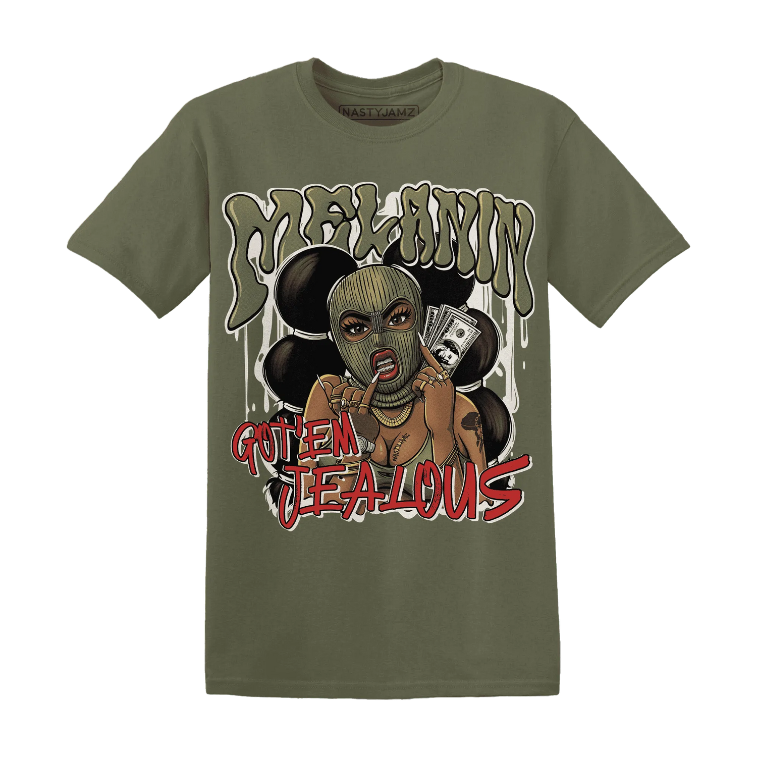 NastyJamz-Medium-Olive-1s-T-Shirt-Match-Melanin-Got-Em-Jealous