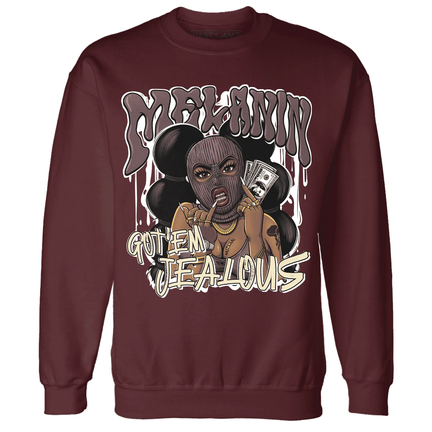 NastyJamz-Burgundy-Crush-3s-Sweatshirt-Match-Melanin-Got-Em-Jealous