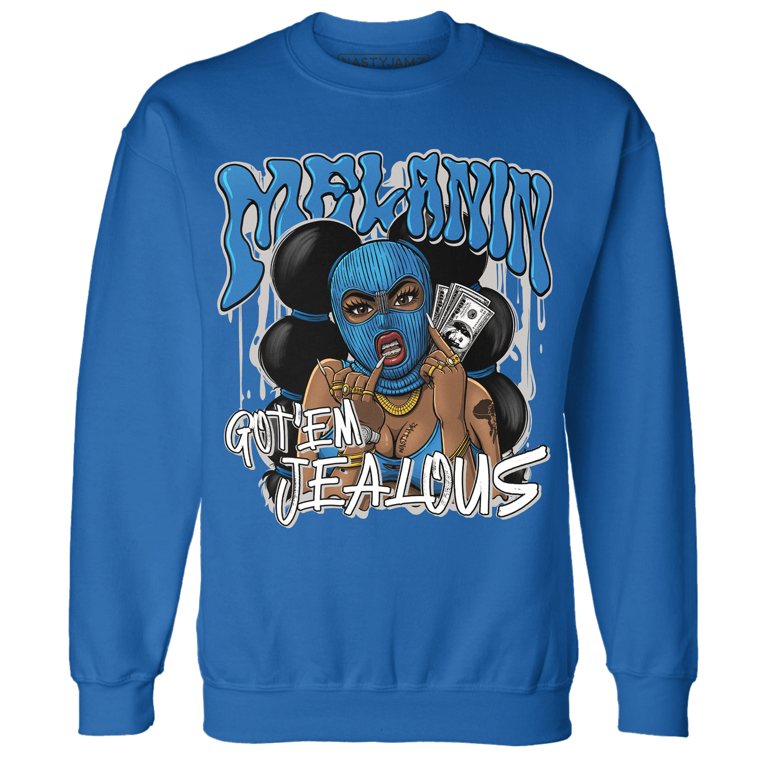 Industrial Blue 4s Sweatshirt Match Melanin Got Em Jealous - NastyJamz