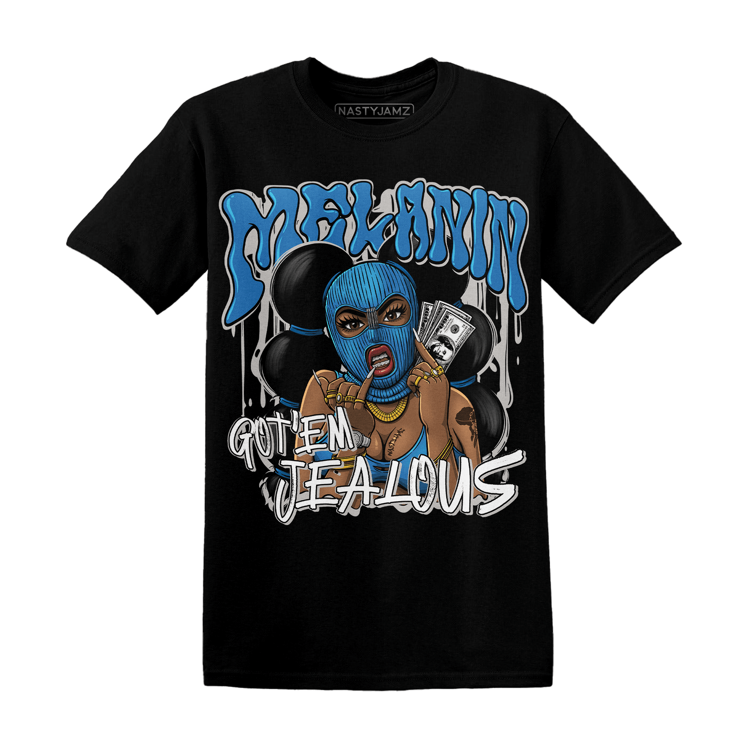 Industrial Blue 4s T Shirt Match Melanin Got Em Jealous - NastyJamz