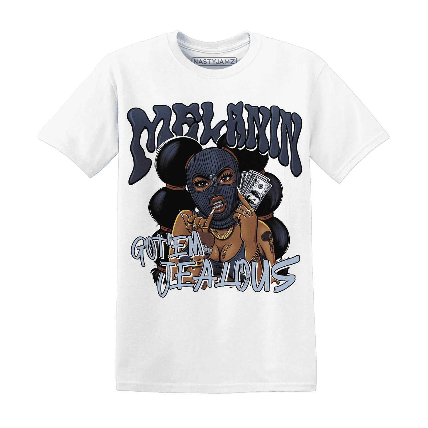 White-Navy-6s-T-Shirt-Match-Melanin-Got-Em-Jealous