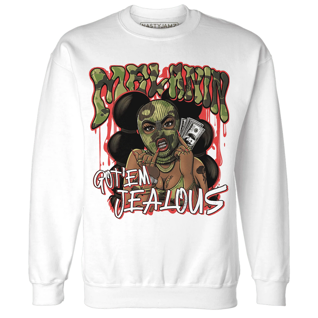 AM-90-Dark-Sage-Solar-Red-NastyJamz-Sweatshirt-Match-Melanin-Got-Em-Jealous
