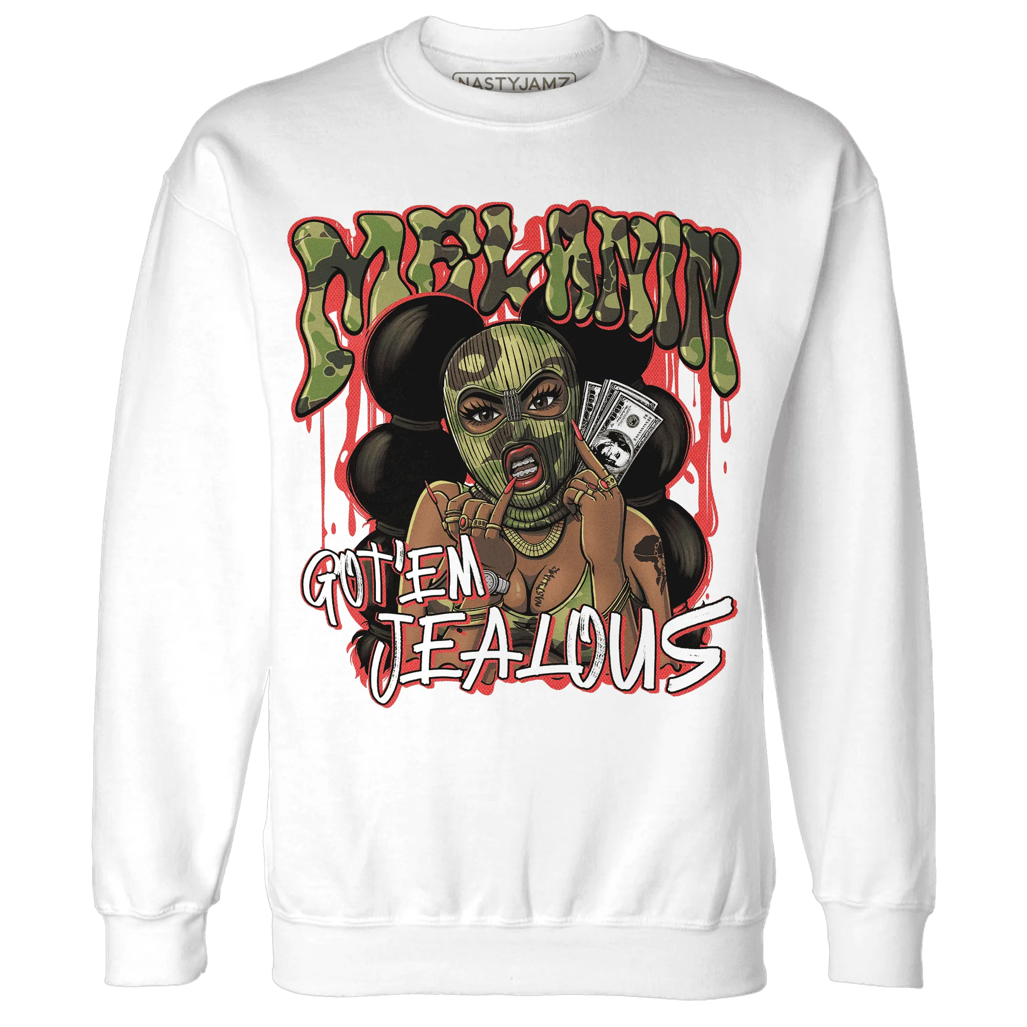 AM-90-Dark-Sage-Solar-Red-NastyJamz-Sweatshirt-Match-Melanin-Got-Em-Jealous