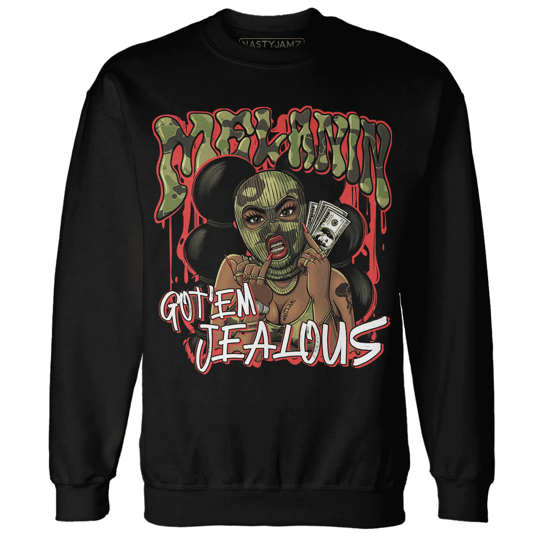 AM-90-Dark-Sage-Solar-Red-NastyJamz-Sweatshirt-Match-Melanin-Got-Em-Jealous
