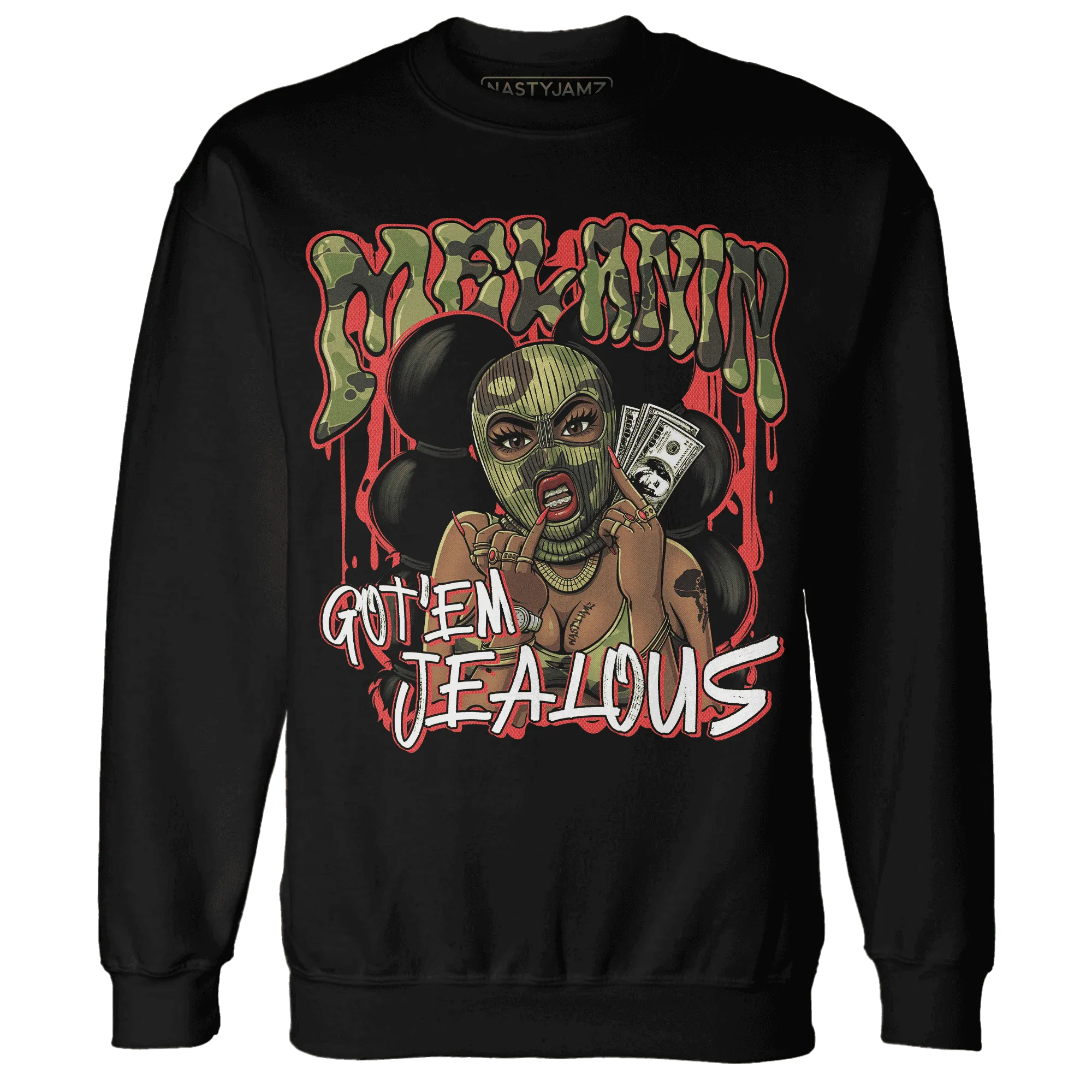 AM-90-Dark-Sage-Solar-Red-NastyJamz-Sweatshirt-Match-Melanin-Got-Em-Jealous