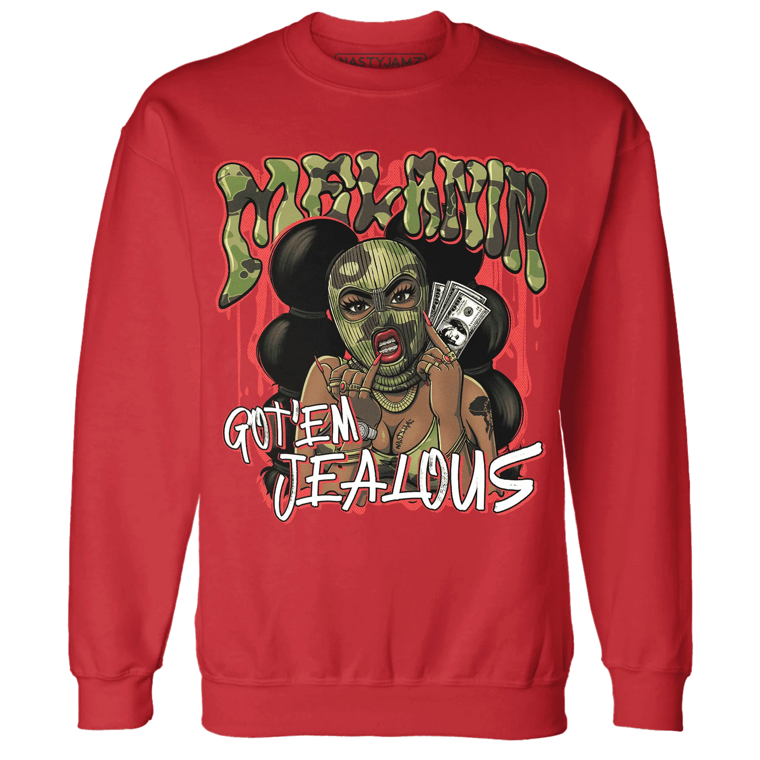 AM-90-Dark-Sage-Solar-Red-NastyJamz-Sweatshirt-Match-Melanin-Got-Em-Jealous
