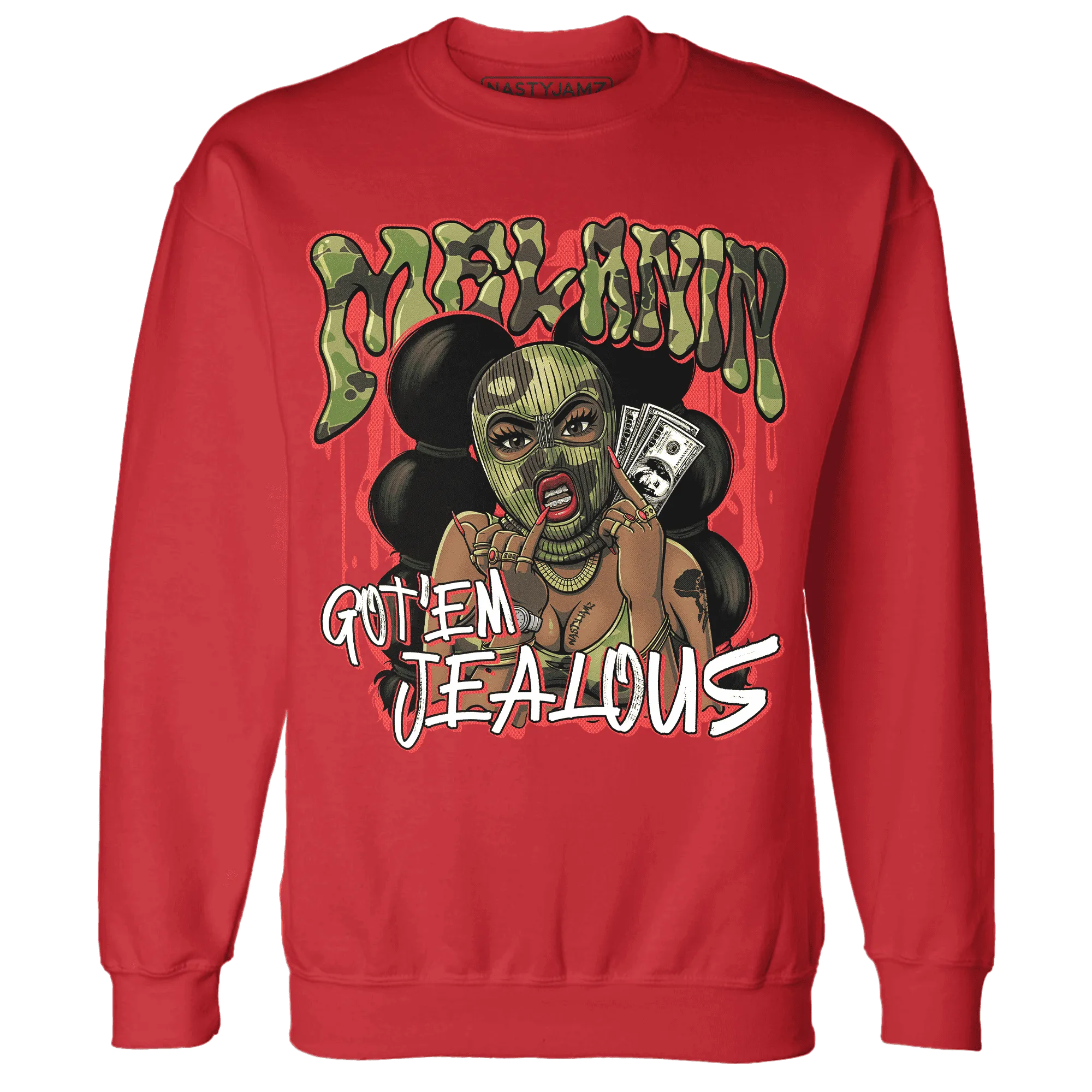 AM-90-Dark-Sage-Solar-Red-NastyJamz-Sweatshirt-Match-Melanin-Got-Em-Jealous