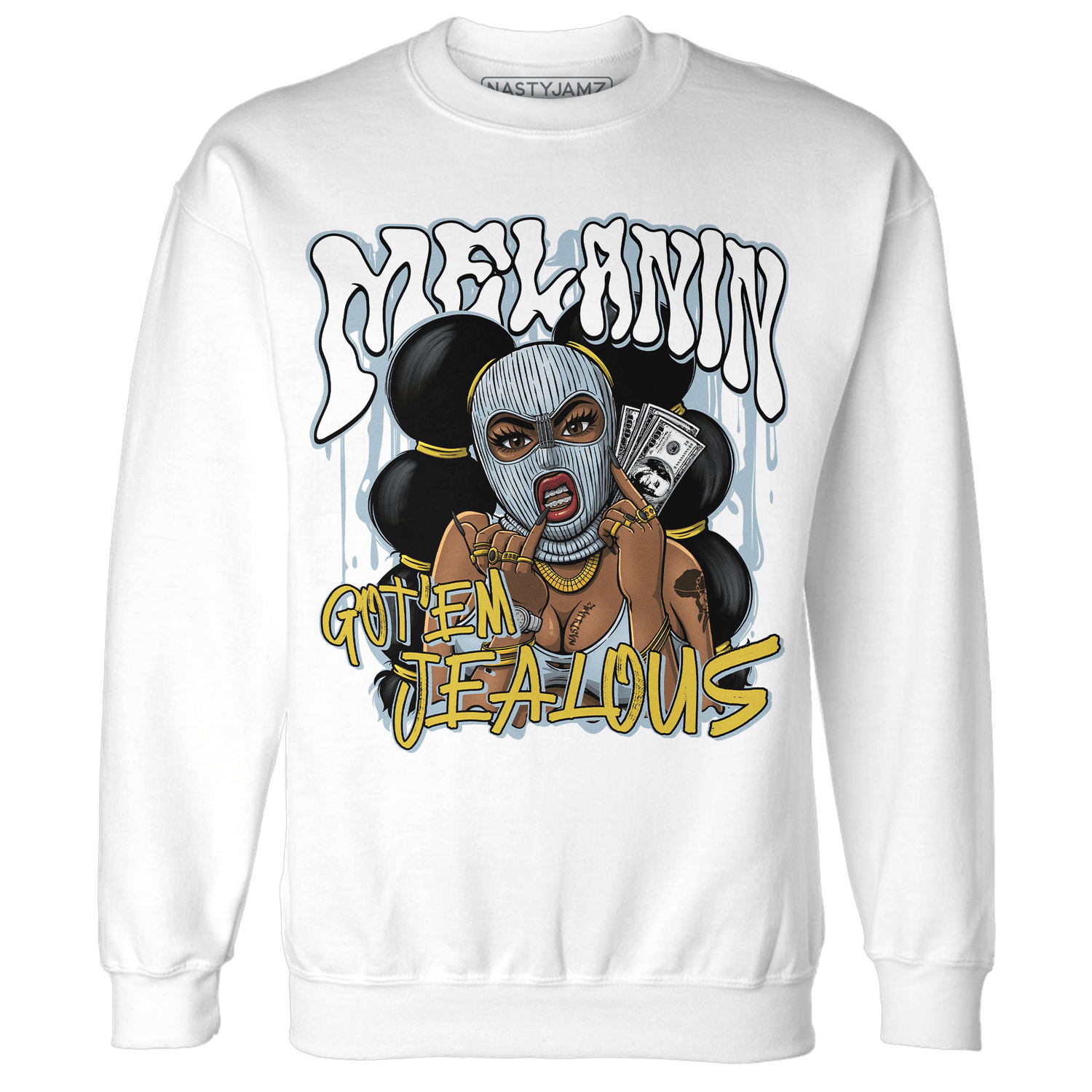 Blue Grey 13s Sweatshirt Match Melanin Got Em Jealous - NastyJamz