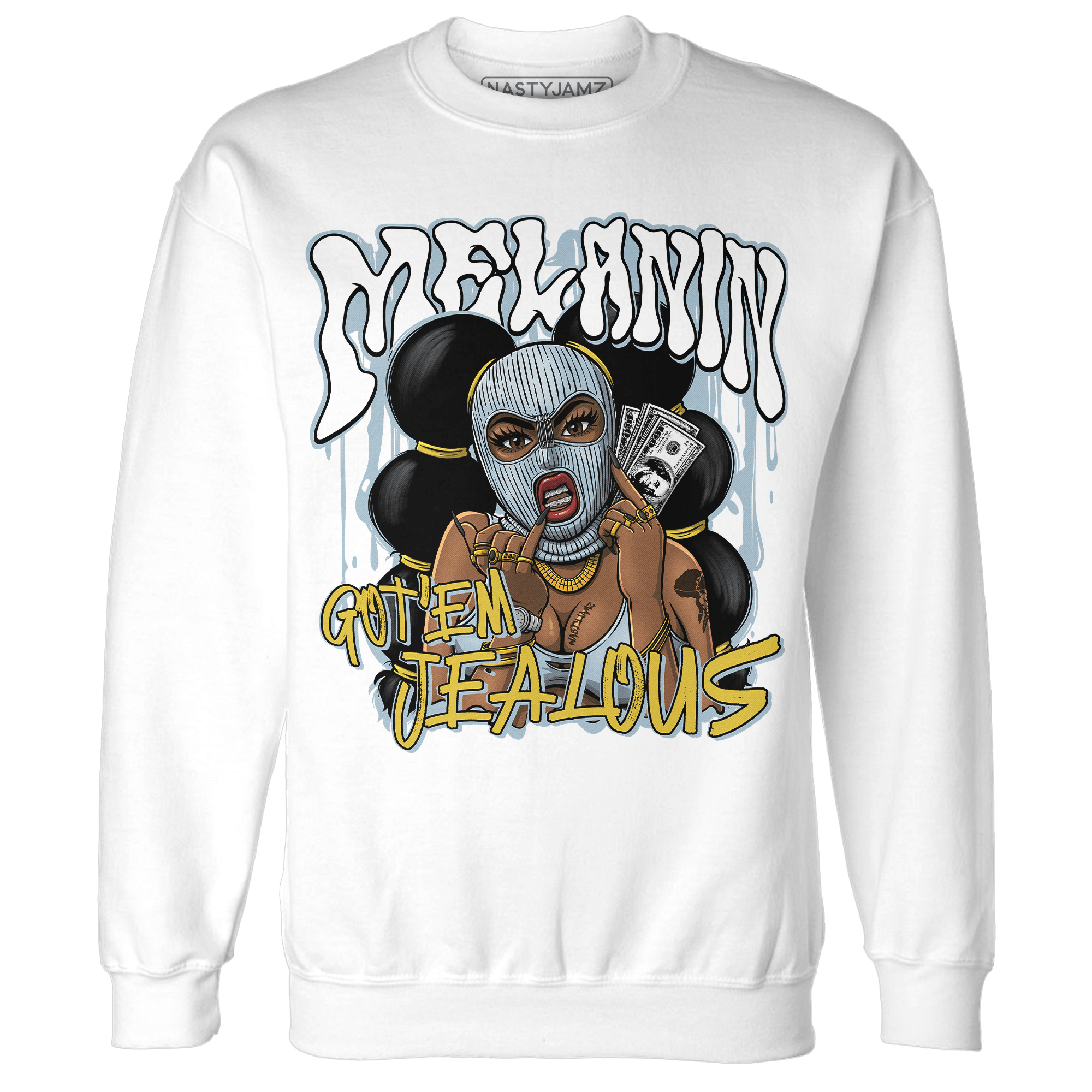 Blue Grey 13s Sweatshirt Match Melanin Got Em Jealous - NastyJamz