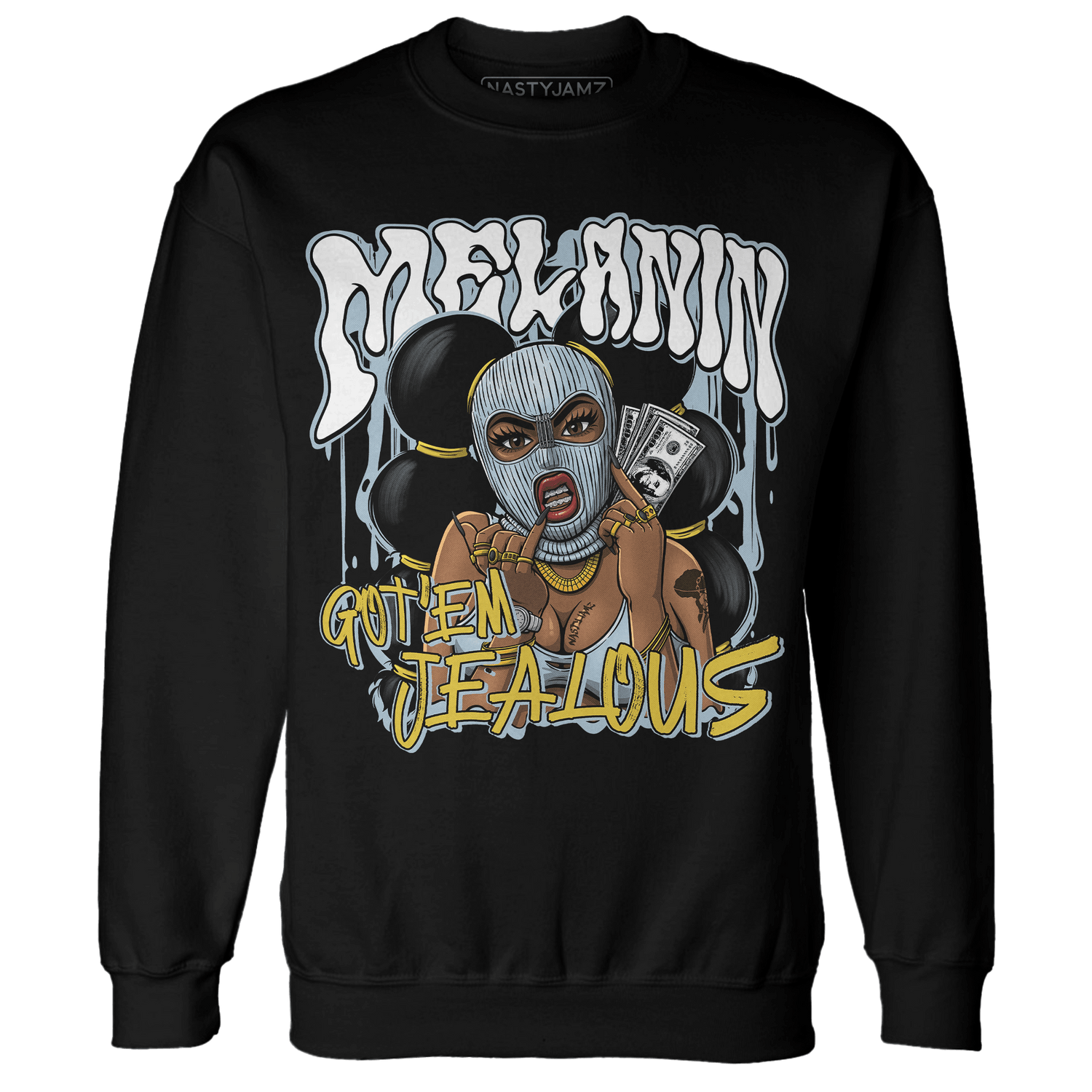 Blue Grey 13s Sweatshirt Match Melanin Got Em Jealous - NastyJamz