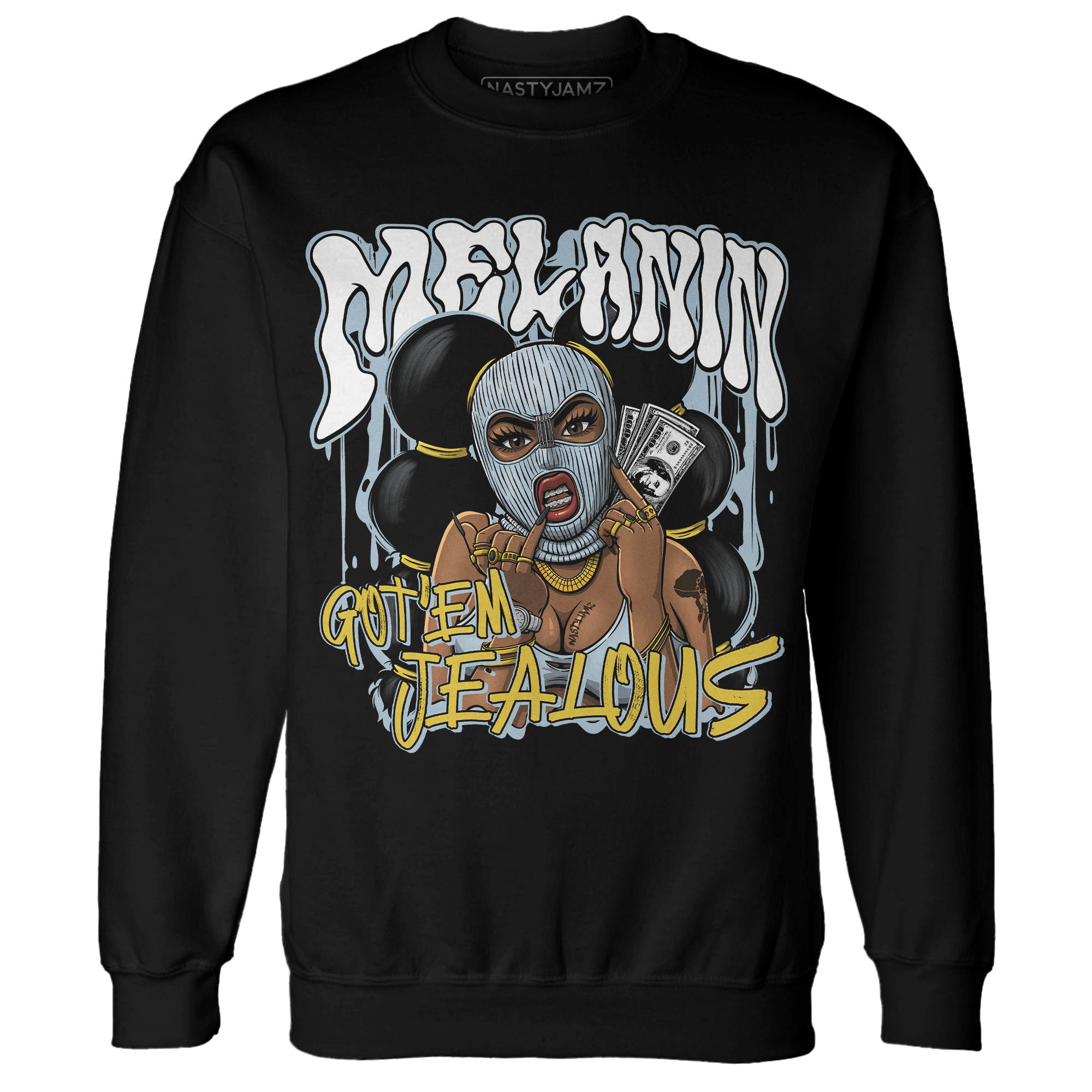 Blue Grey 13s Sweatshirt Match Melanin Got Em Jealous - NastyJamz