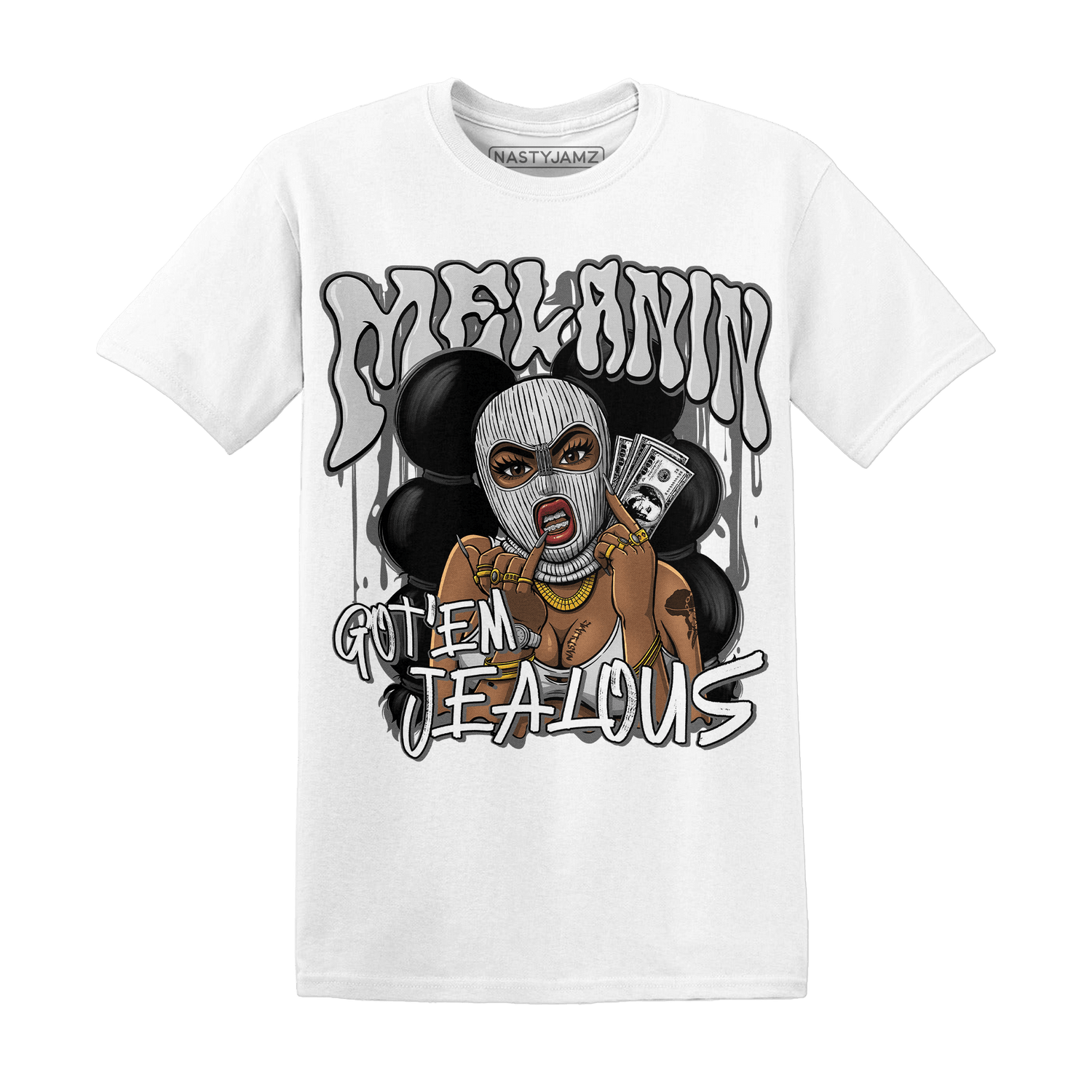 Retro High OG Black White 1s T Shirt Match Melanin Got Em Jealous - NastyJamz