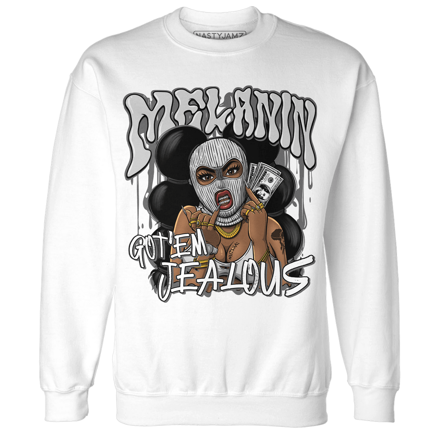 Retro High OG Black White 1s Sweatshirt Match Melanin Got Em Jealous - NastyJamz