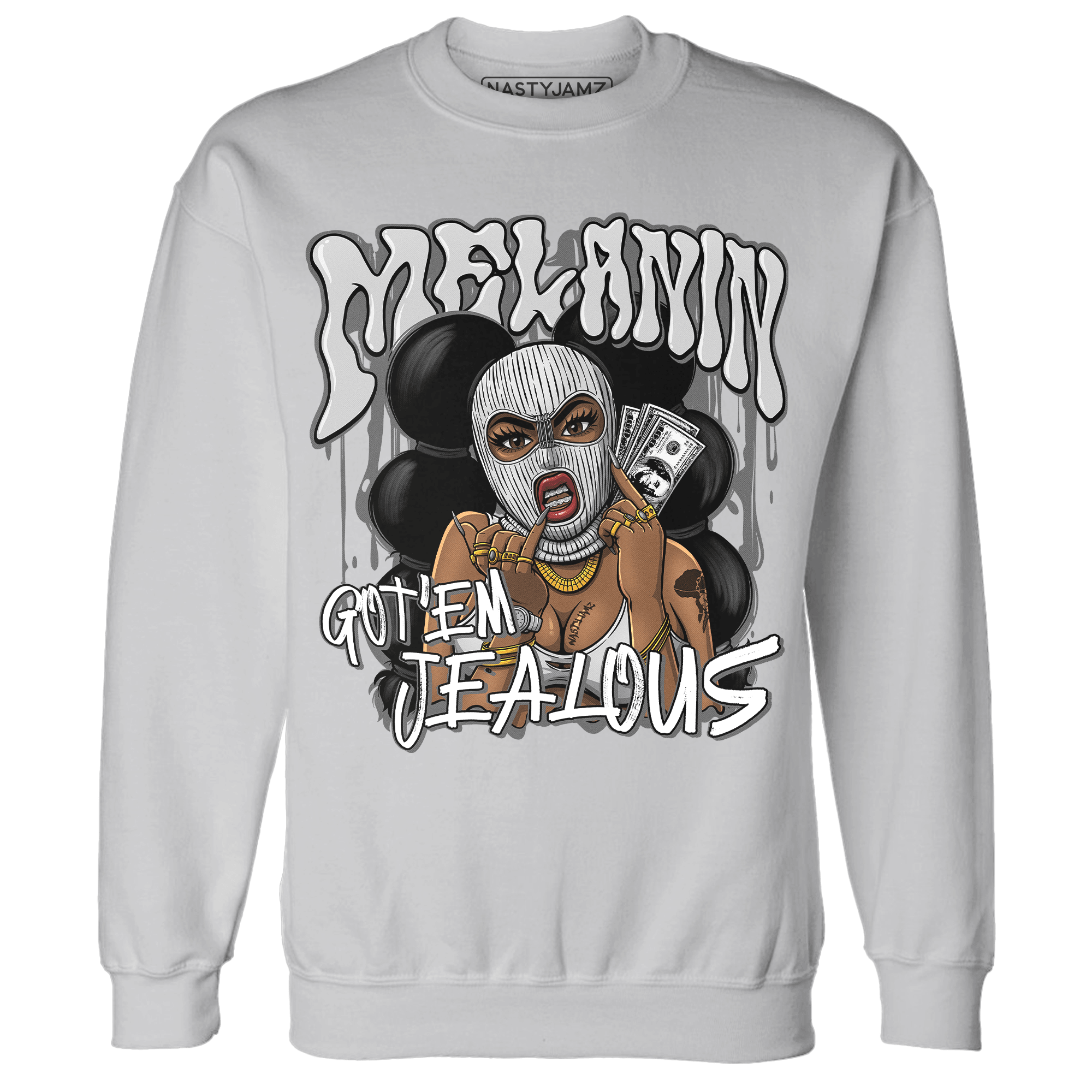 Retro High OG Black White 1s Sweatshirt Match Melanin Got Em Jealous - NastyJamz