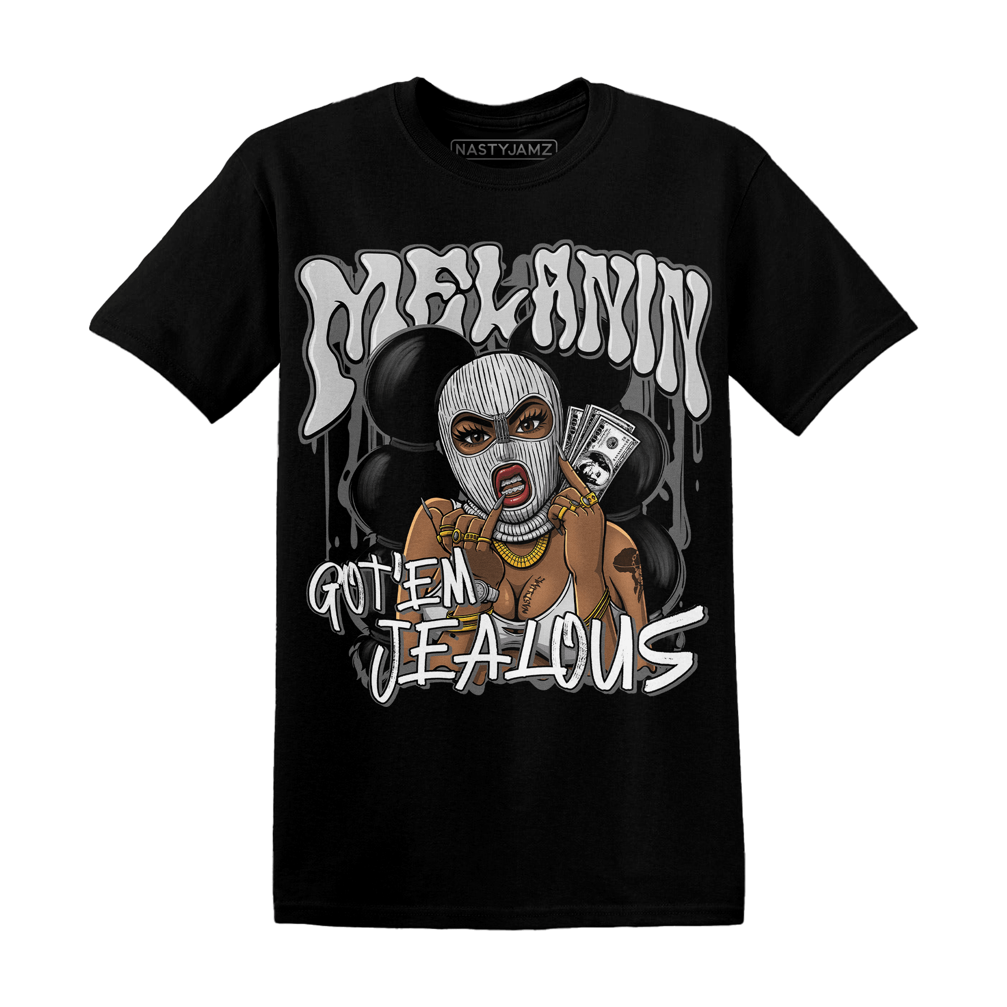 Retro High OG Black White 1s T Shirt Match Melanin Got Em Jealous - NastyJamz