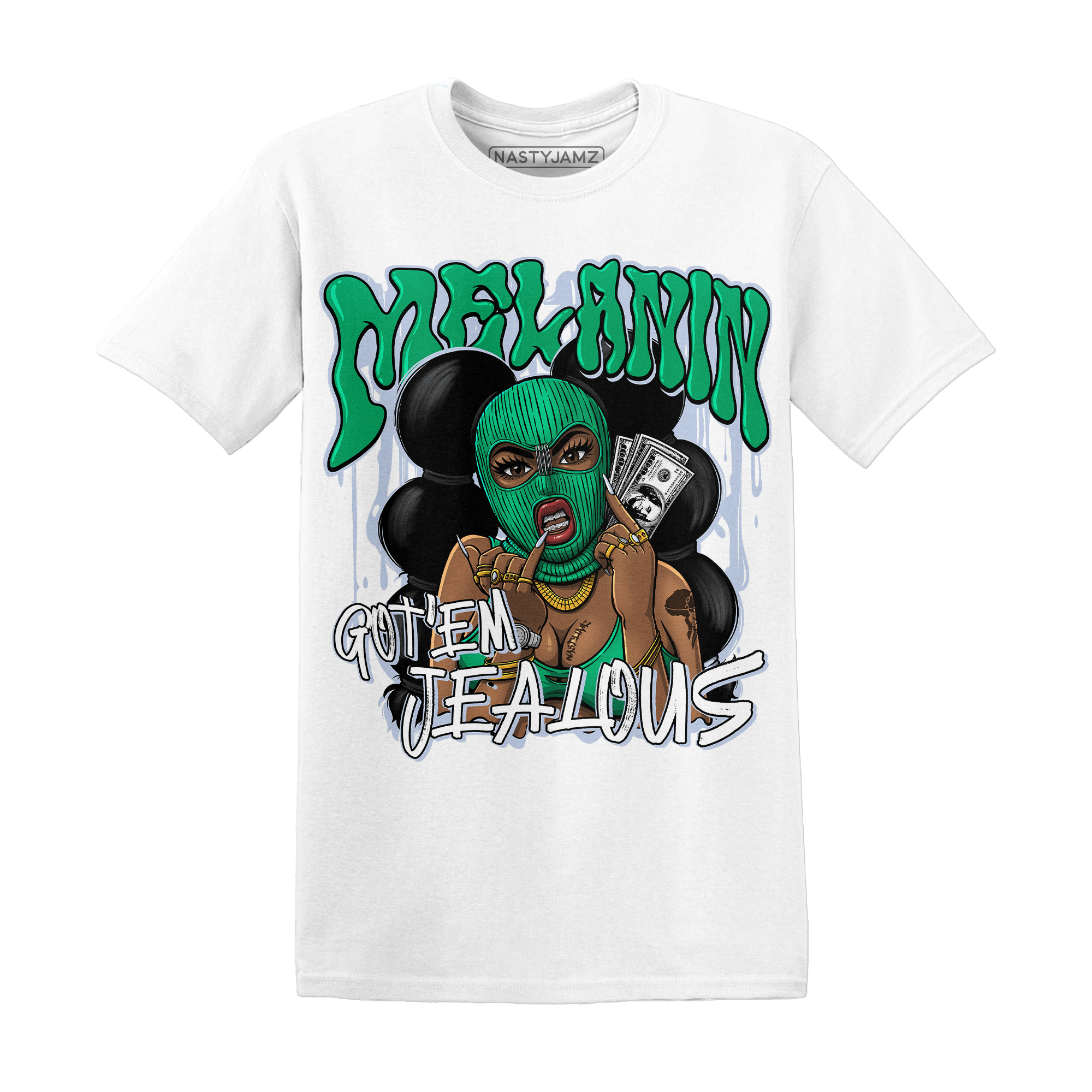 Lucky Green 5s T Shirt Match Melanin Got Em Jealous - NastyJamz