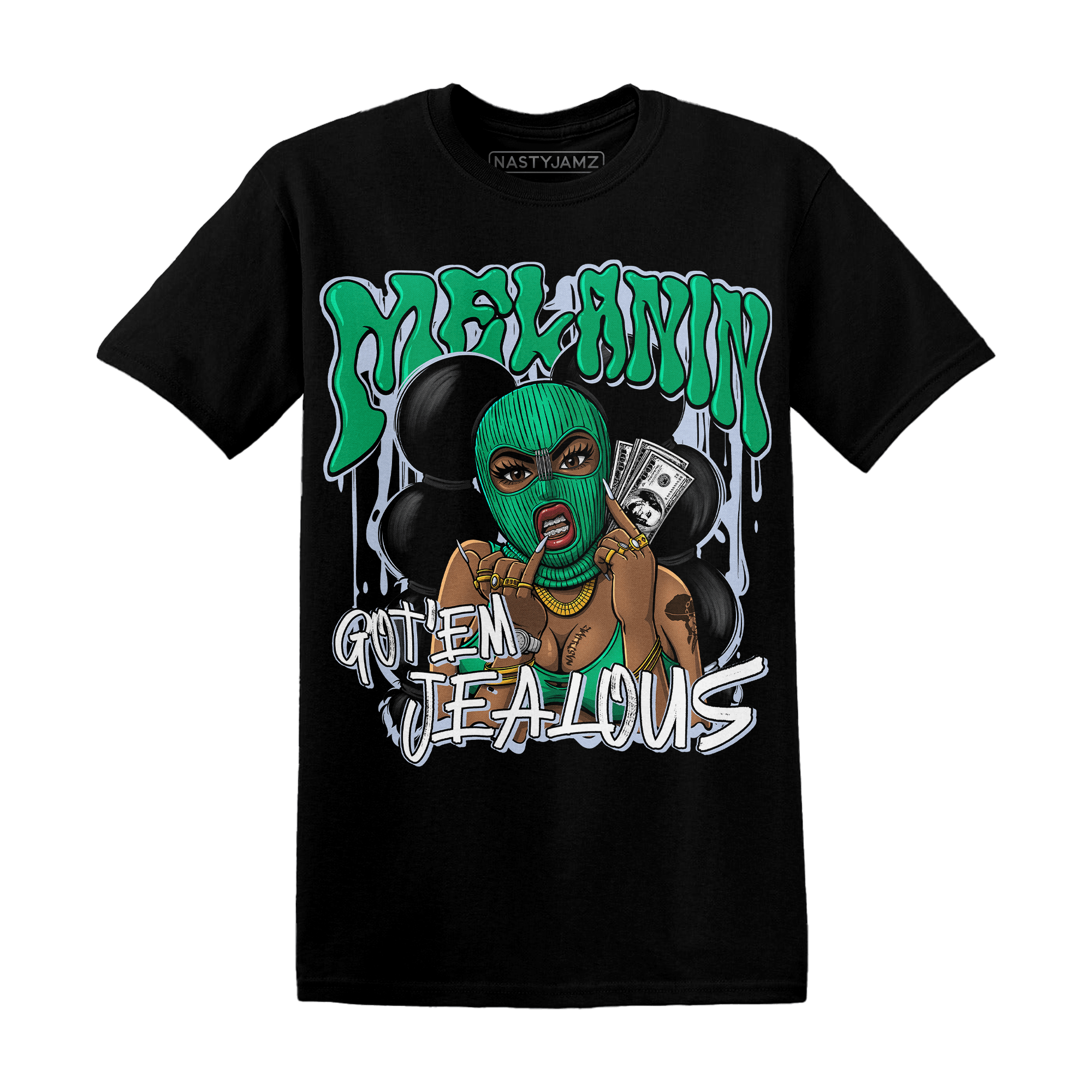 Lucky Green 5s T Shirt Match Melanin Got Em Jealous - NastyJamz