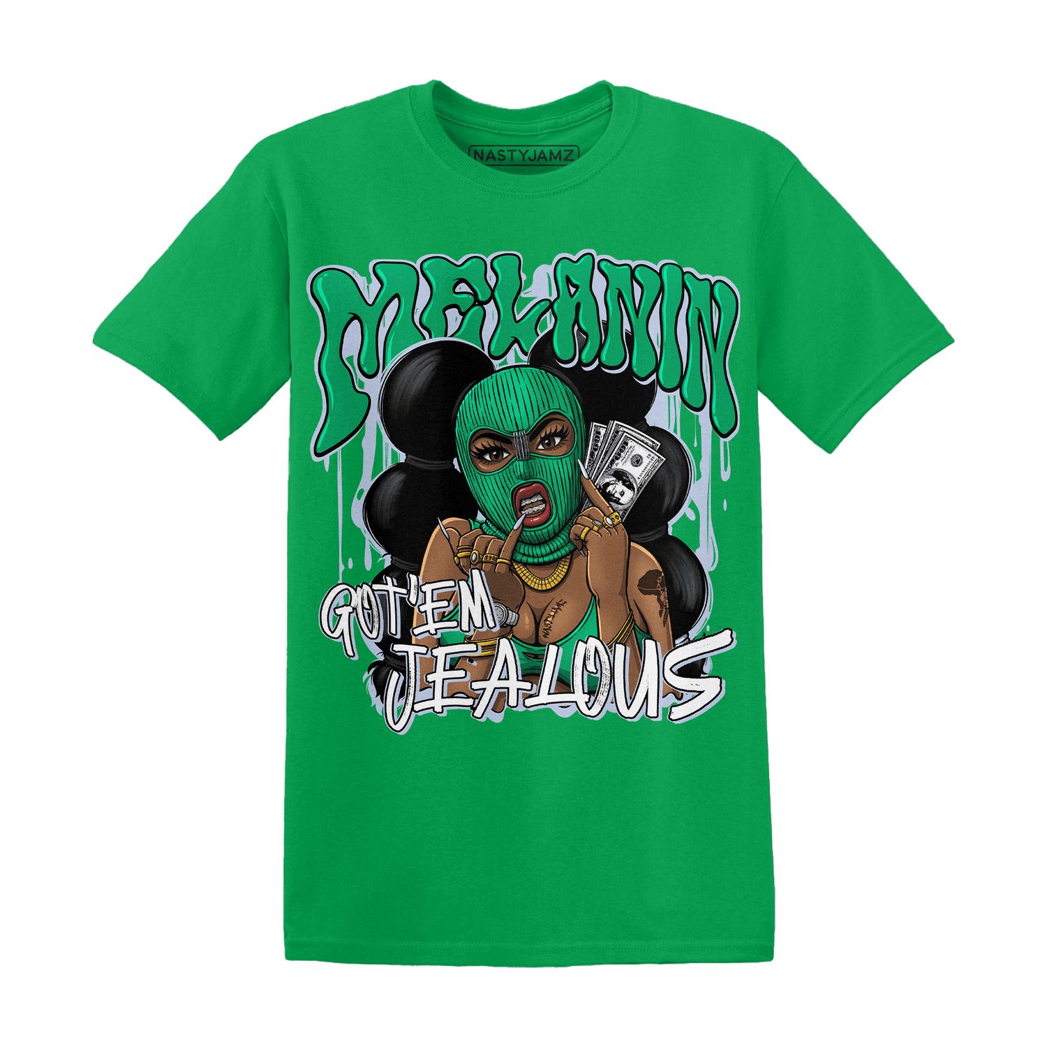 Lucky Green 5s T Shirt Match Melanin Got Em Jealous - NastyJamz