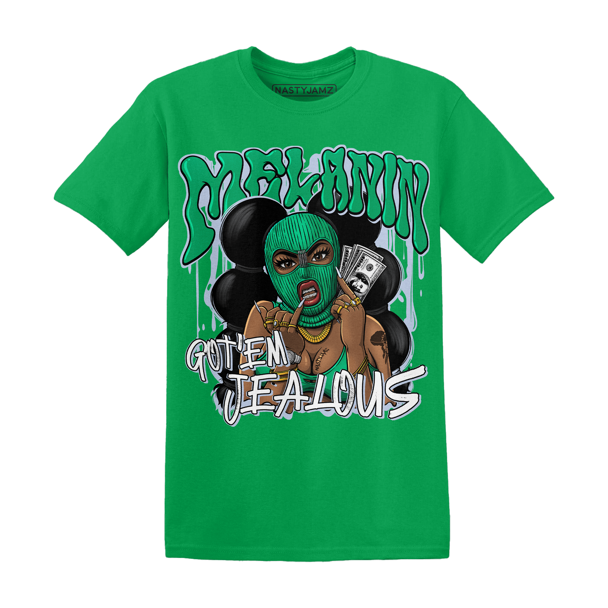 Lucky Green 5s T Shirt Match Melanin Got Em Jealous - NastyJamz