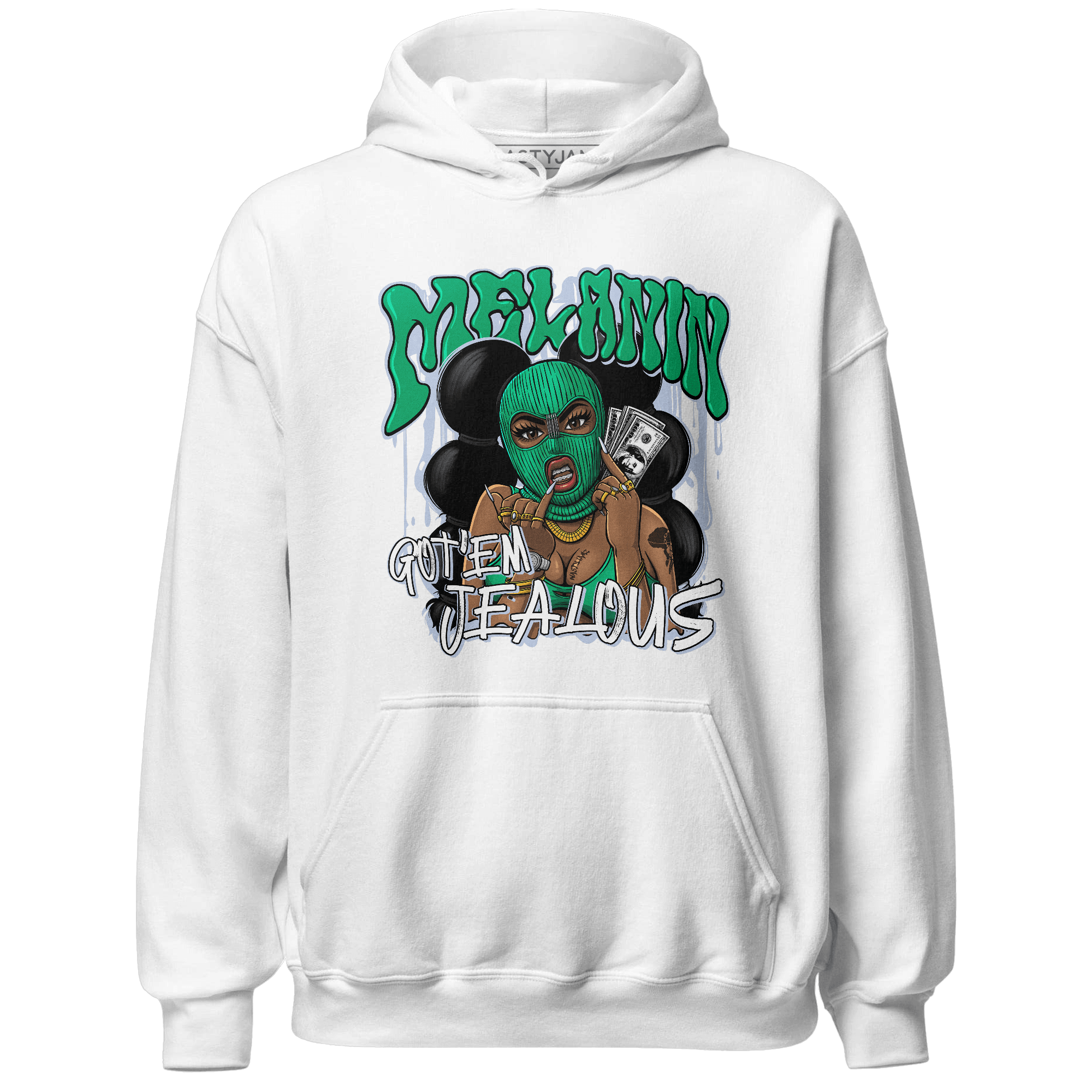 Lucky Green 5s Hoodie Match Melanin Got Em Jealous - NastyJamz