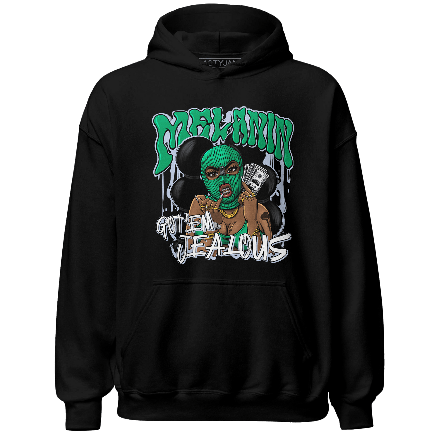 Lucky Green 5s Hoodie Match Melanin Got Em Jealous - NastyJamz