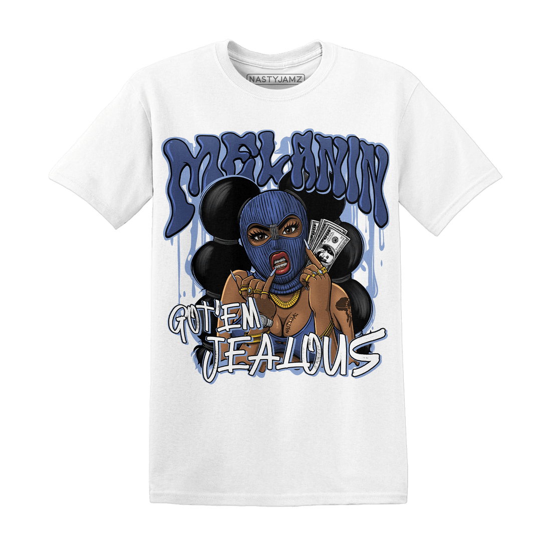 Midnight Navy 5s T Shirt Match Melanin Got Em Jealous - NastyJamz