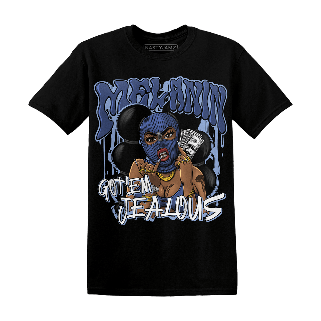 Midnight Navy 5s T Shirt Match Melanin Got Em Jealous - NastyJamz