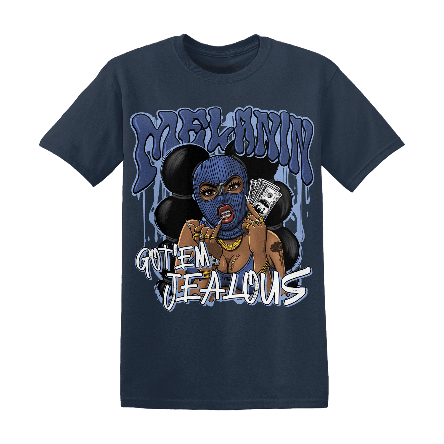 Midnight Navy 5s T Shirt Match Melanin Got Em Jealous - NastyJamz