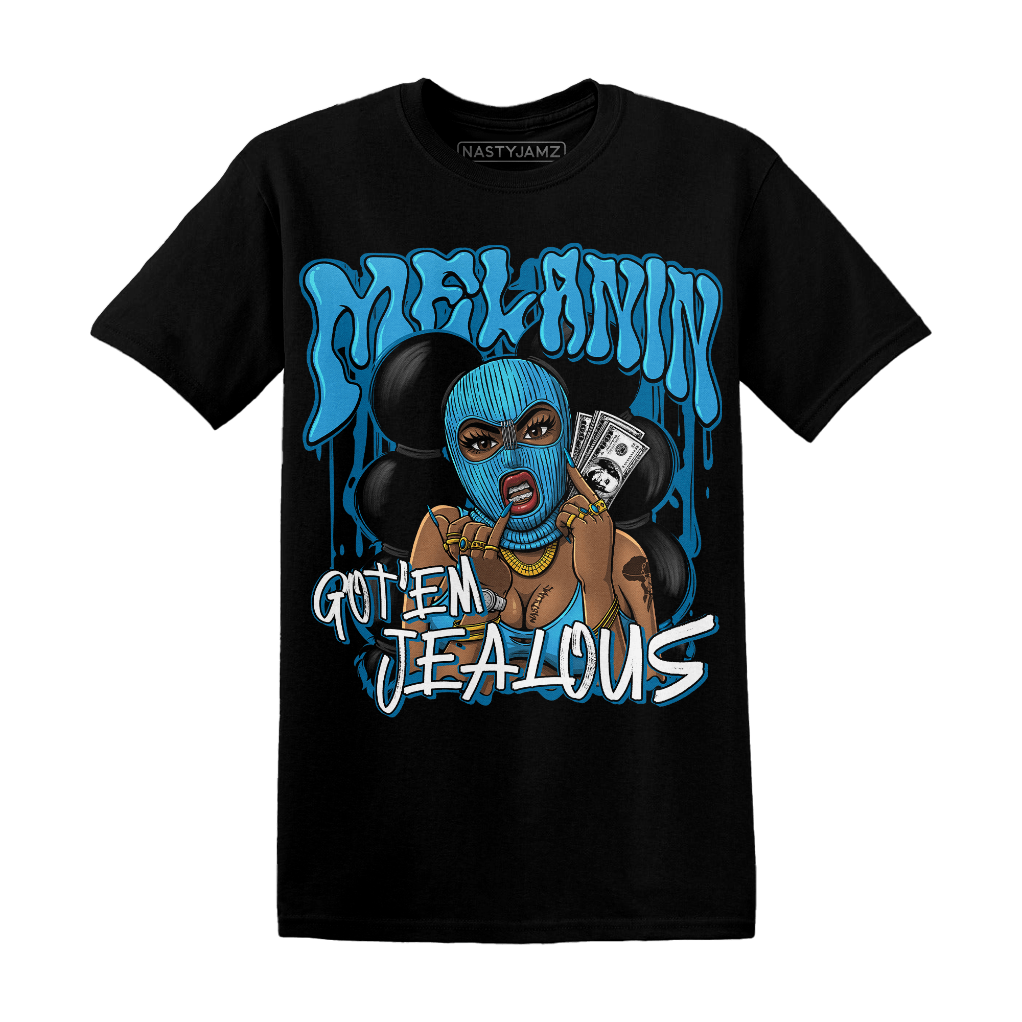 Powder Blue 9s T Shirt Match Melanin Got Em Jealous - NastyJamz